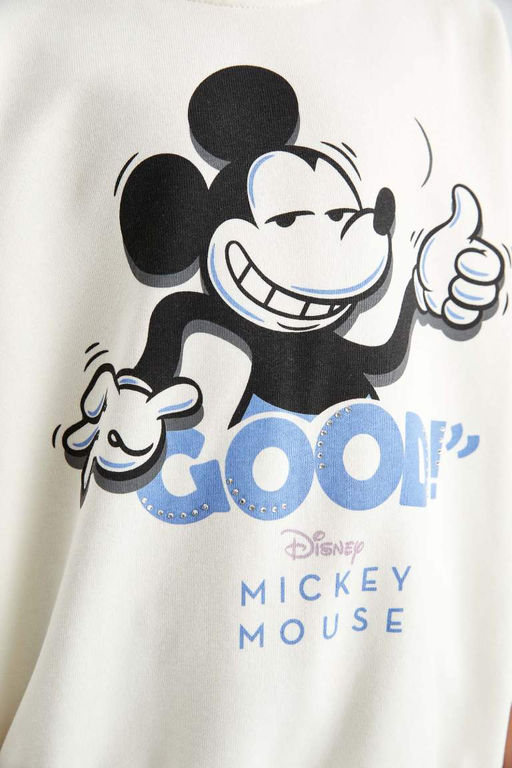 Толстовка оверсайз с круглым вырезом для девочек Disney Mickey & Minnie - Defacto фото 5
