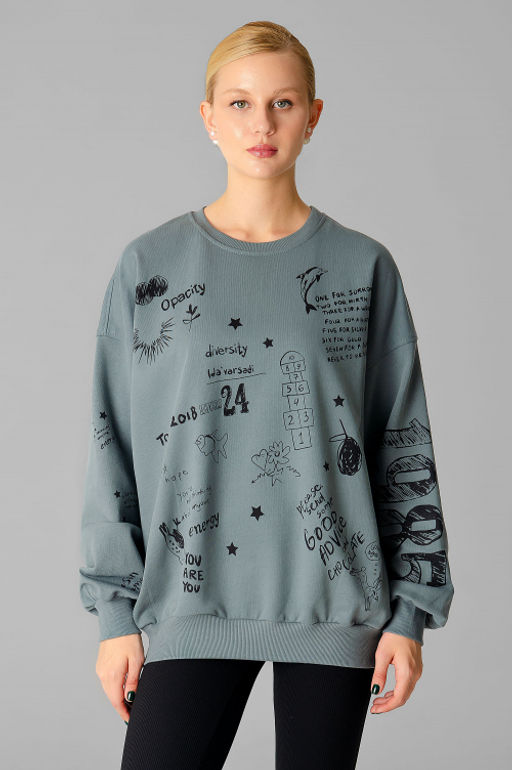 Арт. 15132/1 Свитшот женский оверсайз  46-52  (4 шт) Цвет:темно-серый