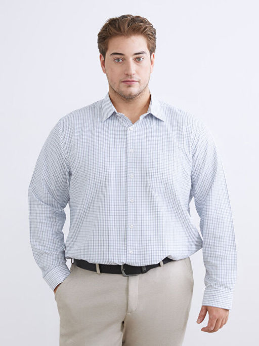 Regular Fit Uzun Kollu Ekose Gabardin Erkek G?mlek