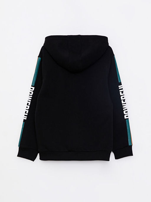 Kap??onlu Bask?l? Uzun Kollu Erkek ?ocuk Fermuarl? Sweatshirt - Waikiki фото 2