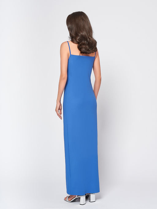 Платье синего цвета длины макси на бретелях - 1001dress фото 5