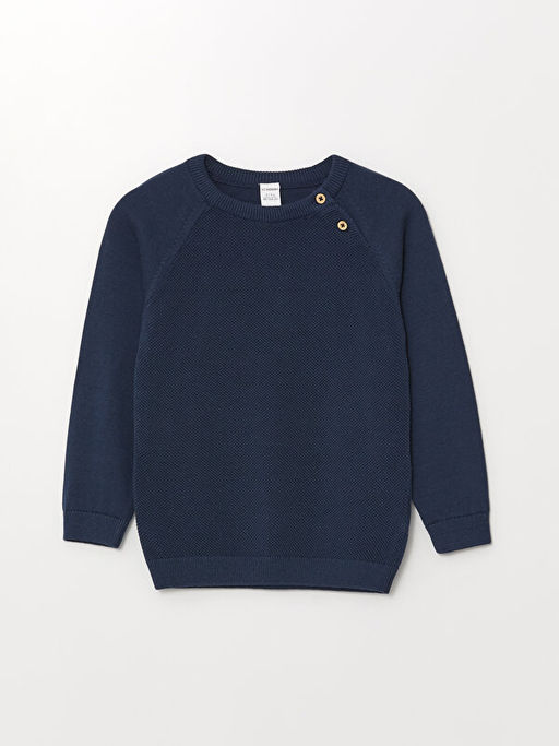 Bisiklet Yaka Uzun Kollu Erkek Bebek Triko Kazak