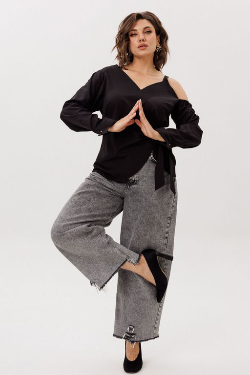 Блуза ANELLI 1760 черная орхидея