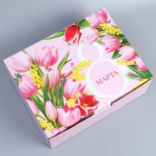 Коробка подарочная сборная, упаковка, 8 марта, 30?23?12 см