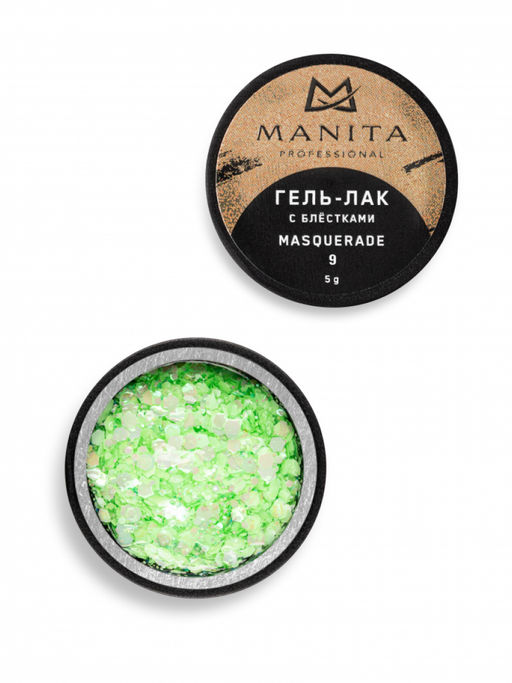 Manita Professional Гель-лак для ногтей с блёстками / Masquerade №09, 5 г
