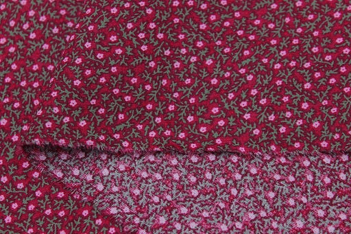 Импорт. хлопок Россыпь розовых цветочков на бордово-малиновом, ш.1.5м, хл-100%, 105гр/м.кв - Купава фото 3