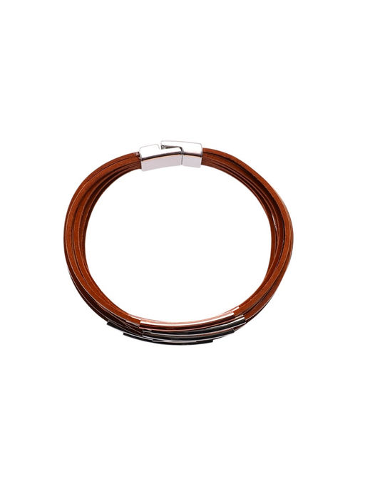 Браслет манжета на магните «Линии», кожа, 18.5 см, бело-бежевый