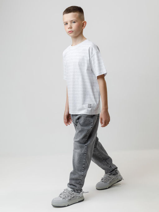 КР 302912/св.серый меланж,полоска к634 фуфайка (футболка) для мал