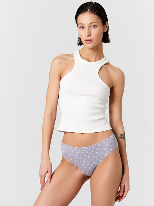 Цена за 2 штуки! Трусы женские слипы серые в цветочек цветочки на сером 412550