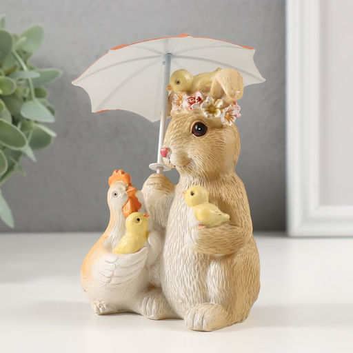 Фигурка полистоун Встреча на Пасху под зонтиком, 11?8.5?12.5 см