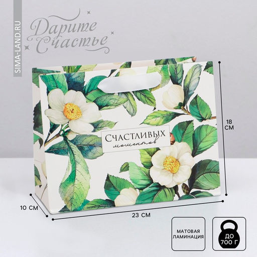 Цена за 2 шт. Пакет подарочный ламинированный, упаковка, Счастливых моментов, MS 23?18?10 см