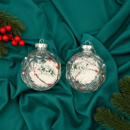 Ёлочные игрушки Карнавал, шары новогодние, d=10 см, набор 2 шт., веточка снег палочки - Зимнее волшебство фото 3