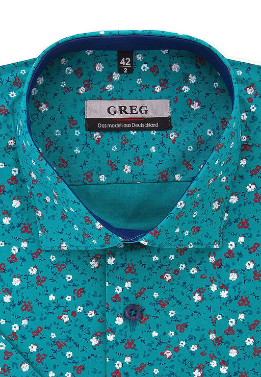 Сорочка мужская короткий рукав GREG 463/107/5432/KZS/1 STRETCH