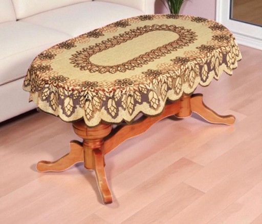 Скатерть арт. 214011/120/5, ШИШКИ, овальная, размеры 120 см х 160 см, цвет песочно-кофейный - Firanka фото 3