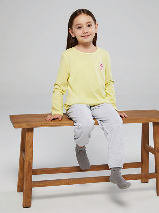 Bisiklet Yaka K?z ?ocuk Pijama Tak?m?