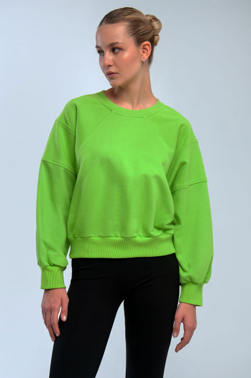 Арт. 15110/1 Свитшот женский укороченный one size (42-50) Цвет:салатовый - Калинка фото 9