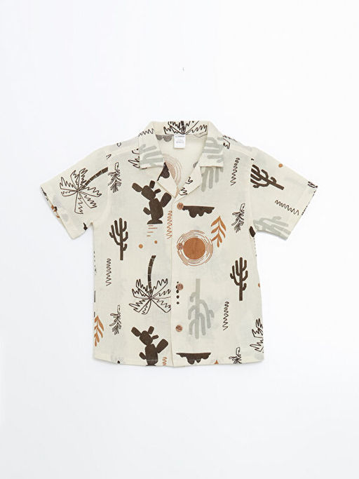 Bask?l? K?sa Kollu Erkek ?ocuk G?mlek