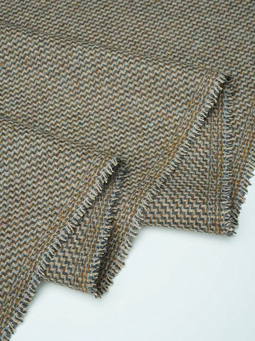 Шерсть пальтово-костюмная Твид цв.Коричневый/серый/песочный, ш.1.5м, шерсть-50%, п/э-50%, 380гр/м.кв - Купава фото 8