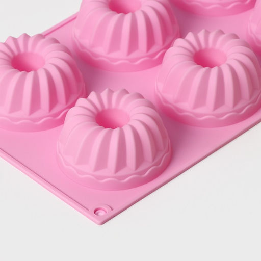 Форма для выпечки Доляна Немецкий кекс, силикон, 17?27 см, 6 ячеек (d=7 см), розовая  фото 3