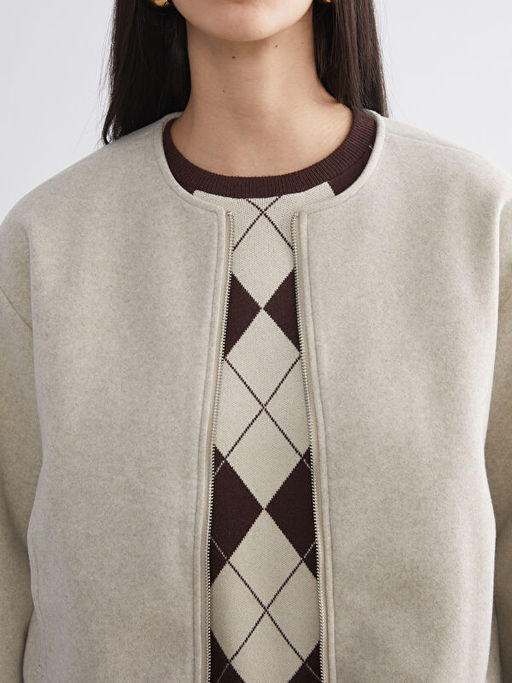 Bisiklet Yaka Kad?n Ka?e Ceket