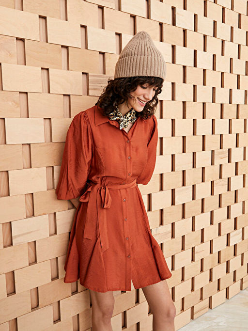 Kad?n G?mlek Yaka D?z Elbise