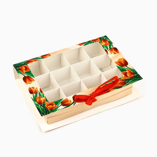 Цена за 5 шт. Коробка под 12 конфет с ячейками Подарок для тебя 18.5?13.5?3.5 см