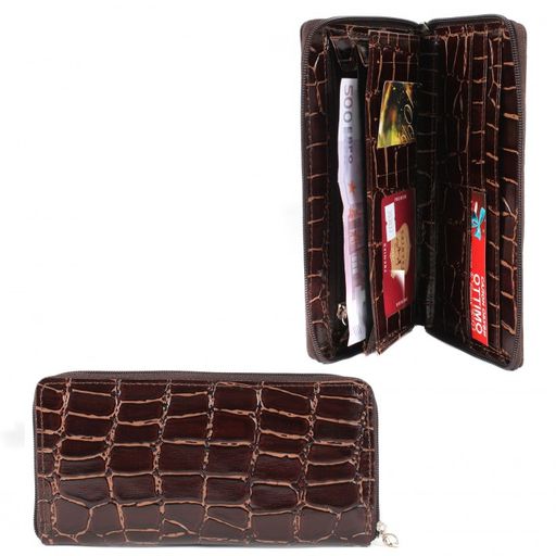 Портмоне женское Premier-S-39 н/к, 4 отд, 9 карм, коричневый крокодил крупный (3) 203832
