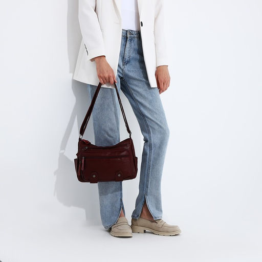 Сумка-мешок на молнии, цвет тёмно-красный - Simaland фото 7