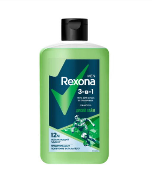 РЕКСОНА гель д/душа муж 490мл 3в1 Дикий лайм
