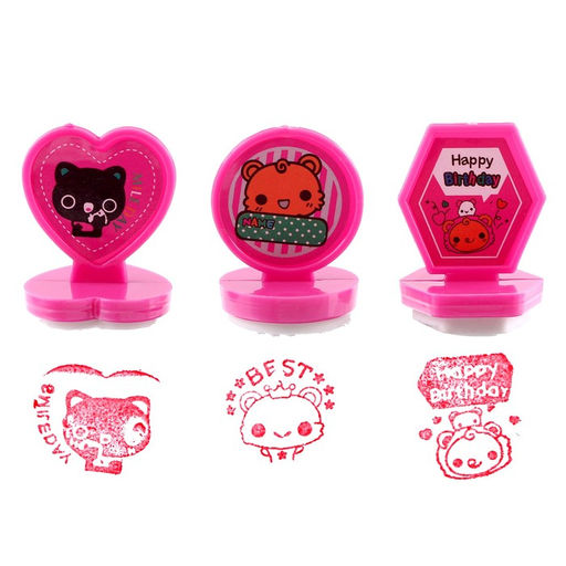 Набор для рисования: печать 3 шт., штемпельная подушка, карандаш 7 цветов, цвет розовый - Simaland фото 3