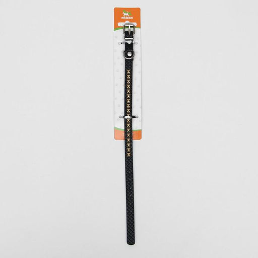 Ошейник рифленый Грани, 33 х 1,2 см, ОШ 23-29, чёрный - Пижон фото 6