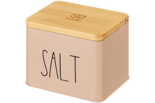 Емкость для хранения 1,5 л 14*11*11 см SALT с деревянной крышкой, бежевая - Elan gallery фото 6