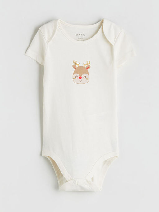 Geyik Bask?l? K?z Bebek ??t??tl? Body 2li