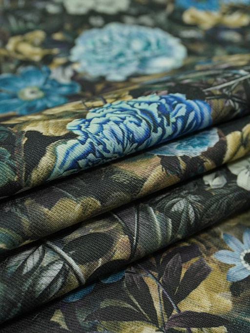 Плательный хлопок (Digital) Эфина - синие цветы, ш.1.5м, хлопок-100%, 170гр/м.кв - Купава фото 2