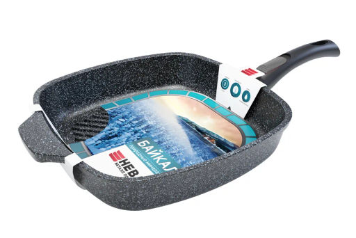 Квадратная сковорода-гриль Байкал Природные минералы, съемная ручка, 28 см - Нева металл посуда фото 6