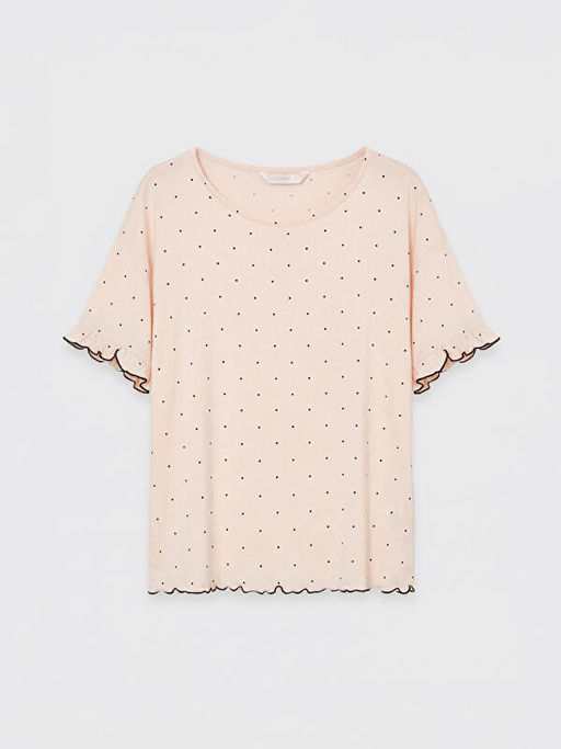 Bisiklet Yaka Puantiyeli Kad?n ?ortlu Pijama Tak?m?