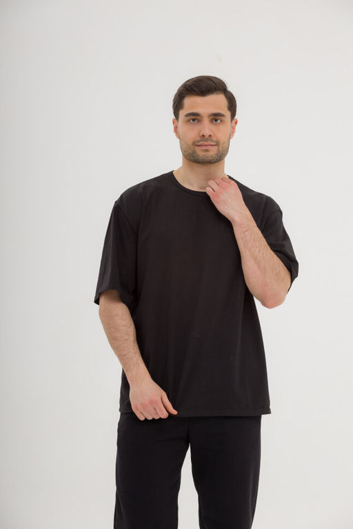 ПЛОТНАЯ ТКАНЬ Оверсайз футболка, черный - Knitka wear фото 4