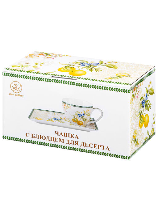 Чашка 250 мл с блюдцем для десерта 20*10*2 см Лимоны, NEW BONE CHINA - Elan gallery фото 40