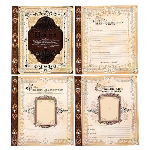 Родословная книга с рамкой под фото «Семейная летопись», 50 листов, 21.5×23.7 см.