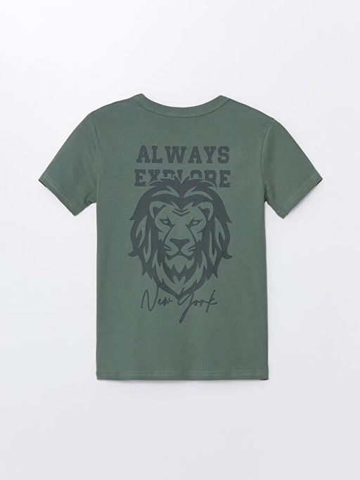 Bisiklet Yaka Bask?l? K?sa Kollu Erkek ?ocuk Ti??rt - Waikiki фото 2