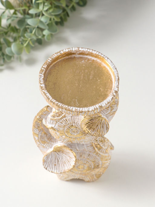 Подсвечник полистоун на 1 свечу "Слоны. Золотые круги" d=8 см 12х10х24 см