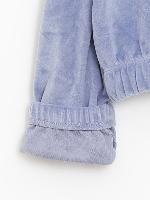 Polo Yaka Basic Uzun Kollu Kadife K?z ?ocuk Sweatshirt