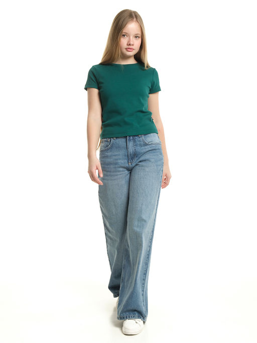 Футболка в рубчик 22-0210 зеленый