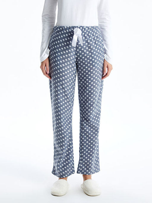 Beli Lastikli Puantiyeli Kad?n Polar Pijama Alt?