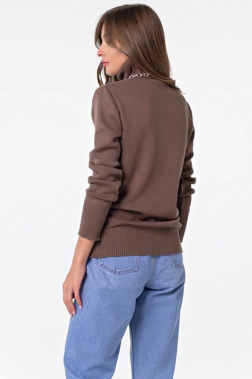 Водолазка вязаная с длинным рукавом из шерсти кофейная