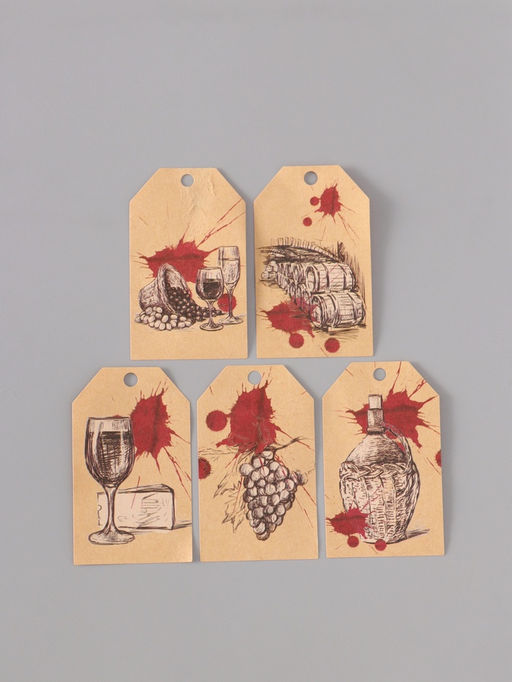 Наклейка бумага крафт Бирки. Виноградник, 3?5 см 200 шт., в рулоне