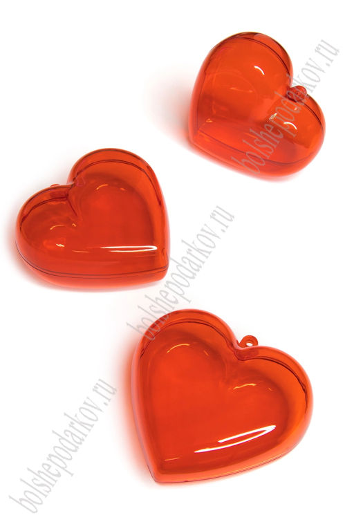 Пластиковая основа для декора 8 см Сердце (6 шт) SF-3355, красный