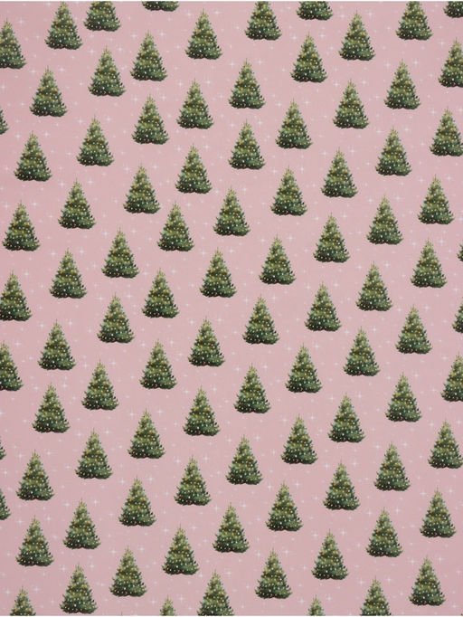 Цена за 10 шт. Бумага упаковочная глянцевая «Ёлки на розовом», 70×100 см