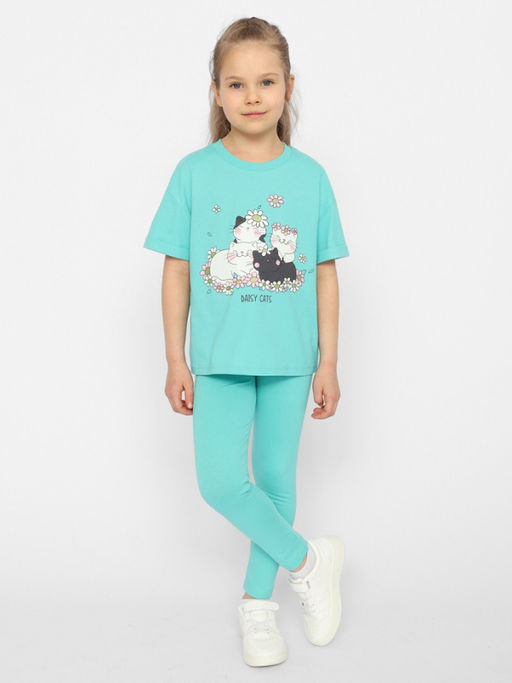 CRB wear/CSKG 70414-38 Брюки модель "легинсы" для девочки,ментоловый/Ex.Cherubino