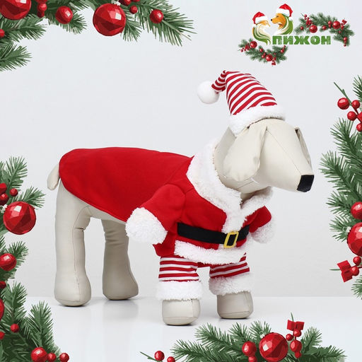 Новогодний костюм для собак Клаус, размер L (ДС 35, ОГ 45 см)